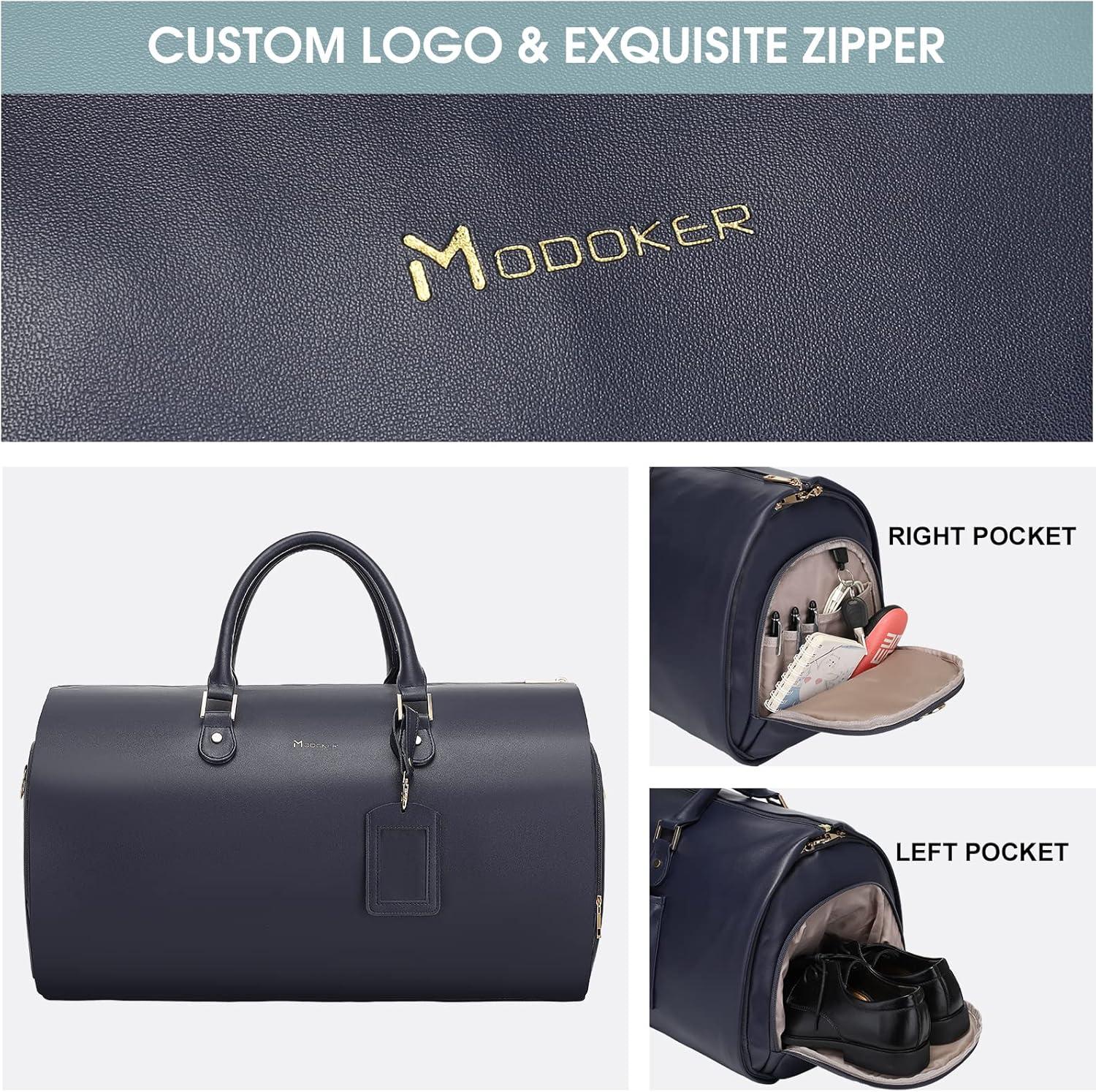 imageModoker Garment Bags for Travel Carry on Suit Bags for Airplanes Duffle Bag for Women2 in 1 Personal Item Travel Weekender Bag with Bag TagKhakiBlue
