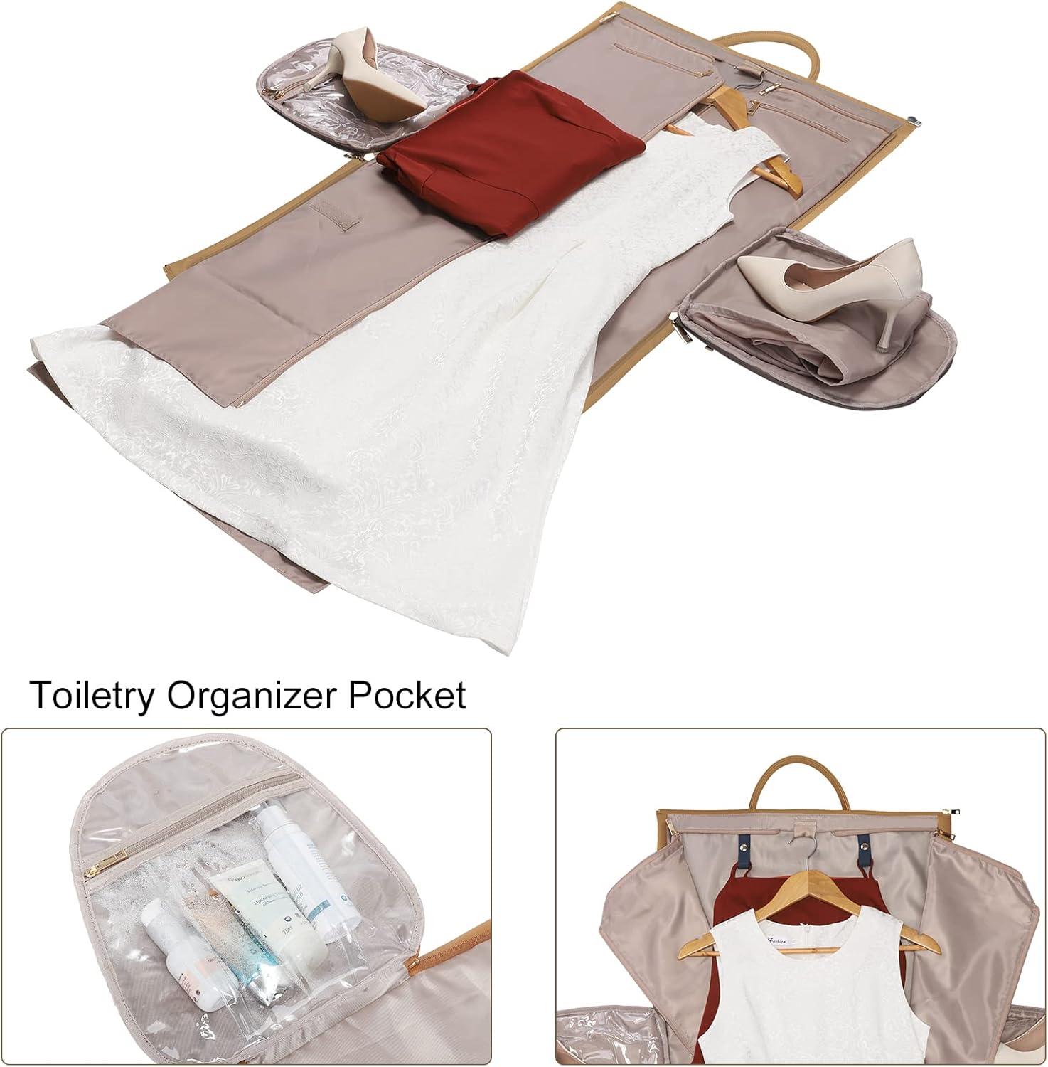 imageModoker Garment Bags for Travel Carry on Suit Bags for Airplanes Duffle Bag for Women2 in 1 Personal Item Travel Weekender Bag with Bag TagKhakiCoffee