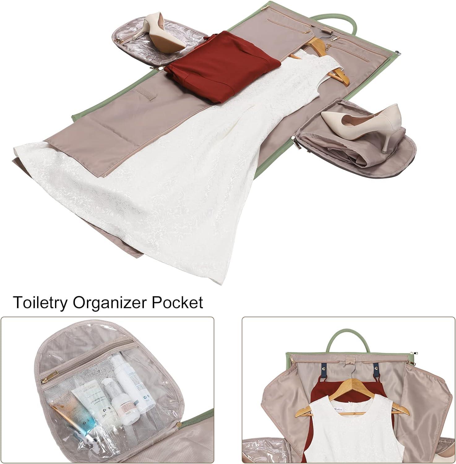 imageModoker Garment Bags for Travel Carry on Suit Bags for Airplanes Duffle Bag for Women2 in 1 Personal Item Travel Weekender Bag with Bag TagKhakiGreen