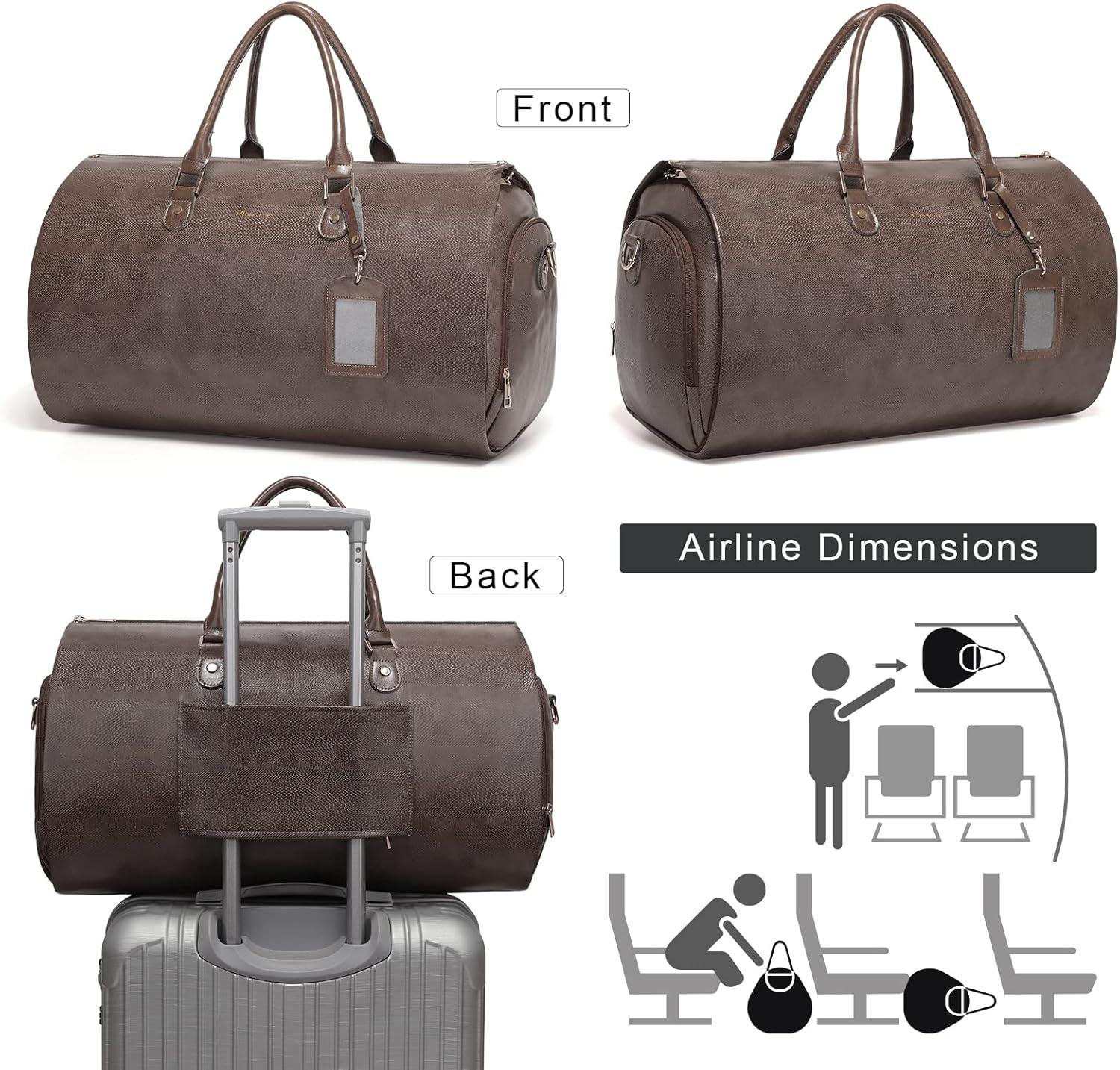 imageModoker Garment Bags for Travel Carry on Suit Bags for Airplanes Duffle Bag for Women2 in 1 Personal Item Travel Weekender Bag with Bag TagKhakiKhaki