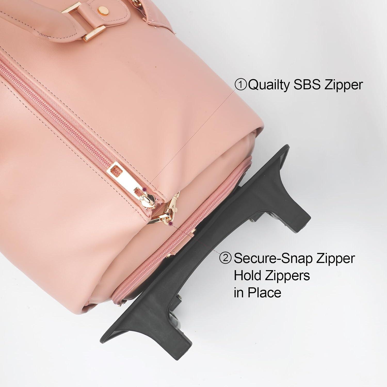 imageModoker Garment Bags for Travel Carry on Suit Bags for Airplanes Duffle Bag for Women2 in 1 Personal Item Travel Weekender Bag with Bag TagKhakiRolling Pink