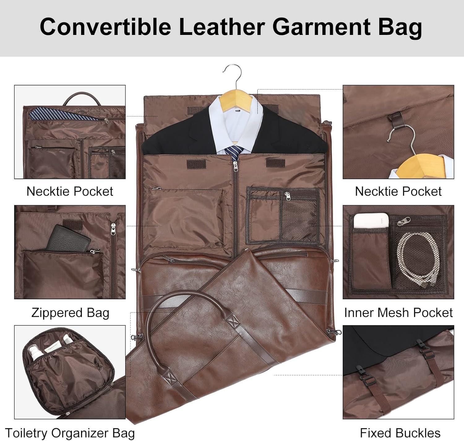 imageModoker Garment Bags for Travel Carry on Suit Bags for Airplanes Duffle Bag for Women2 in 1 Personal Item Travel Weekender Bag with Bag TagKhakiWine Brown