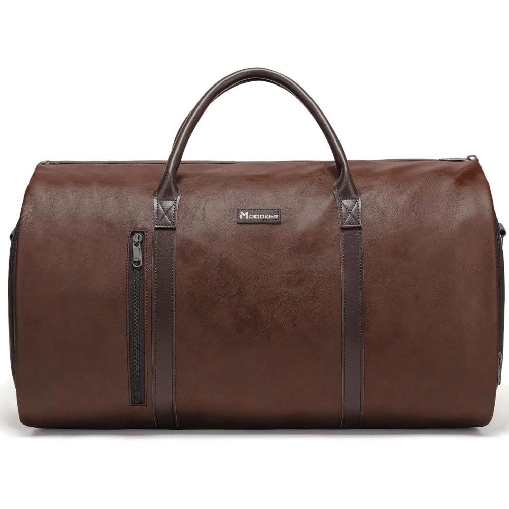 imageModoker Garment Bags for Travel Carry on Suit Bags for Airplanes Duffle Bag for Women2 in 1 Personal Item Travel Weekender Bag with Bag TagKhakiWine Brown