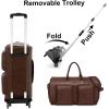 imageModoker Convertible Leather Garment Bag Carry on Garment Bags for Travel Waterproof Garment Duffel Bag Gifts for Men Women Business  2 in 1 Hanging Suitcase Suit Travel Bags in BrownDDark Brown