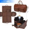 imageModoker Convertible Leather Garment Bag Carry on Garment Bags for Travel Waterproof Garment Duffel Bag Gifts for Men Women Business  2 in 1 Hanging Suitcase Suit Travel Bags in BrownLight Brown