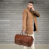 imageModoker Convertible Leather Garment Bag Carry on Garment Bags for Travel Waterproof Garment Duffel Bag Gifts for Men Women Business  2 in 1 Hanging Suitcase Suit Travel Bags in BrownLight Brown