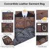 imageModoker Convertible Leather Garment Bag Carry on Garment Bags for Travel Waterproof Garment Duffel Bag Gifts for Men Women Business  2 in 1 Hanging Suitcase Suit Travel Bags in BrownCBlue