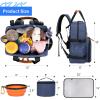 imageModoker Dog Travel Bag Airline Approved Backpack for Pet Accessories Organizer Tote Weekend Bag with 2 Dog Food Storage Containers 2 Collapsible Dog Bowls 1 Pet Mat GreyBlue
