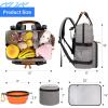 imageModoker Dog Travel Bag Airline Approved Backpack for Pet Accessories Organizer Tote Weekend Bag with 2 Dog Food Storage Containers 2 Collapsible Dog Bowls 1 Pet Mat GreyGrey