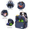 imageModoker Dog Travel Bag Airline Approved Backpack for Pet Accessories Organizer Tote Weekend Bag with 2 Dog Food Storage Containers 2 Collapsible Dog Bowls 1 Pet Mat GreyBlue