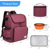 imageModoker Dog Travel Bag Backpack Airline Approved Pet Accessories Organizer for Dog and Cat with Shoulder Strap 2 Dog Food Storage Containers 2 Collapsible Dog Bowls1 Pet Mat Rose RedRose Red