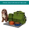 imageModoker Dog Travel Organizer with 2 Collapsible Dog Bowls for Supplies ampamp Accessories Airline Approved Dog Tote Pet Travel Bag with 2 Travel Dog Food ContainerGreen