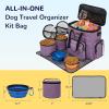 imageModoker Dog Travel Organizer with 2 Collapsible Dog Bowls for Supplies ampamp Accessories Airline Approved Dog Tote Pet Travel Bag with 2 Travel Dog Food ContainerSPurple