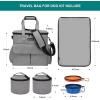 imageModoker Dog Travel Organizer with 2 Collapsible Dog Bowls for Supplies ampamp Accessories Airline Approved Dog Tote Pet Travel Bag with 2 Travel Dog Food ContainerAsh Grey
