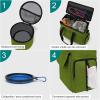 imageModoker Dog Travel Organizer with 2 Collapsible Dog Bowls for Supplies ampamp Accessories Airline Approved Dog Tote Pet Travel Bag with 2 Travel Dog Food ContainerGreen