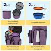 imageModoker Dog Travel Organizer with 2 Collapsible Dog Bowls for Supplies ampamp Accessories Airline Approved Dog Tote Pet Travel Bag with 2 Travel Dog Food ContainerSPurple
