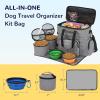 imageModoker Dog Travel Organizer with 2 Collapsible Dog Bowls for Supplies ampamp Accessories Airline Approved Dog Tote Pet Travel Bag with 2 Travel Dog Food ContainerLight Grey