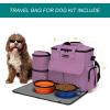 imageModoker Dog Travel Organizer with 2 Collapsible Dog Bowls for Supplies ampamp Accessories Airline Approved Dog Tote Pet Travel Bag with 2 Travel Dog Food ContainerPink