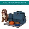 imageModoker Dog Travel Organizer with 2 Collapsible Dog Bowls for Supplies ampamp Accessories Airline Approved Dog Tote Pet Travel Bag with 2 Travel Dog Food ContainerBlue