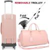 imageModoker Garment Bags for Travel Carry on Suit Bags for Airplanes Duffle Bag for Women2 in 1 Personal Item Travel Weekender Bag with Bag TagKhakiRolling Pink