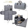 imageModoker Garment Bags for Travel Carry on Suit Bags for Airplanes Duffle Bag for Women2 in 1 Personal Item Travel Weekender Bag with Bag TagKhakiStriped Blue