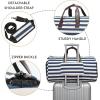 imageModoker Garment Bags for Travel Carry on Suit Bags for Airplanes Duffle Bag for Women2 in 1 Personal Item Travel Weekender Bag with Bag TagKhakiStriped Blue