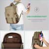 imageModoker Vintage Backpack for Men Women Canvas Bookpack Fits Most 156 Inches Computer and Tablets Rucksack Backpack with USB Charging Port GreyArmy Green