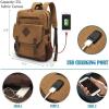 imageModoker Vintage Backpack for Men Women Canvas Bookpack Fits Most 156 Inches Computer and Tablets Rucksack Backpack with USB Charging Port GreyBrown