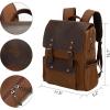 imageModoker Waxed Canvas Backpack Leather Rucksack Knapsack for Men Woman Satchel Backpack Vintage Travel Laptop Backpack 156 Inch Retro Flap Backpacks Canvas Casual Daypack PurpleBrown