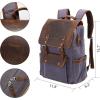 imageModoker Waxed Canvas Backpack Leather Rucksack Knapsack for Men Woman Satchel Backpack Vintage Travel Laptop Backpack 156 Inch Retro Flap Backpacks Canvas Casual Daypack PurplePurple
