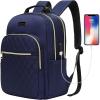 imageModoker 156 Inch Laptop Backpack Quilted Work Backpack for Women Bookbag Teacher Backpack with USB Charging Port Travel Backpack Purse for Women Nurse BlackBlue