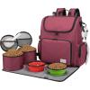 imageModoker Dog Travel Bag Backpack Airline Approved Pet Accessories Organizer for Dog and Cat with Shoulder Strap 2 Dog Food Storage Containers 2 Collapsible Dog Bowls1 Pet Mat Rose RedRose Red