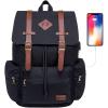 imageModoker Mens Canvas Vintage Backpack for MenWomen Travel Laptop Backpack Fits 17156 Inch Computer ampamp Tablet Large Bookbag Rucksack Backpack with USB Charging Port BlackBlack