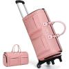imageModoker Rolling Garment Bag for TravelWomens Convertible Garment Bags with Wheels Luggage Suit Travel Bags3 in 1 Carry On Wheeled Duffel BagPinkPink
