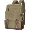 imageModoker Vintage Backpack for Men Women Canvas Bookpack Fits Most 156 Inches Computer and Tablets Rucksack Backpack with USB Charging Port GreyArmy Green