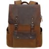 imageModoker Waxed Canvas Backpack Leather Rucksack Knapsack for Men Woman Satchel Backpack Vintage Travel Laptop Backpack 156 Inch Retro Flap Backpacks Canvas Casual Daypack PurpleBrown