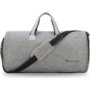 imageConvertible Garment Bag with Shoulder Strap Modoker Carry on Garment Duffel Bag for Men Women  2 in 1 Hanging Suitcase Suit Travel Bags BlackAsh Grey