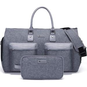 imageConvertible Garment Bag with Shoulder Strap Modoker Carry on Garment Duffel Bag for Men Women  2 in 1 Hanging Suitcase Suit Travel Bags BlackGrey Heather