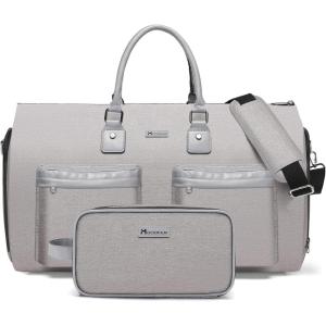 imageConvertible Garment Bag with Shoulder Strap Modoker Carry on Garment Duffel Bag for Men Women  2 in 1 Hanging Suitcase Suit Travel Bags BlackLight Grey
