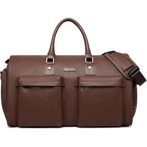 imageModoker Convertible Leather Garment Bag Carry on Garment Bags for Travel Waterproof Garment Duffel Bag Gifts for Men Women Business  2 in 1 Hanging Suitcase Suit Travel Bags in BrownBbrown