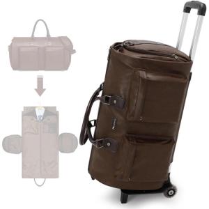 imageModoker Convertible Leather Garment Bag Carry on Garment Bags for Travel Waterproof Garment Duffel Bag Gifts for Men Women Business  2 in 1 Hanging Suitcase Suit Travel Bags in BrownDDark Brown