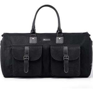 imageModoker Garment Convertible Weekender BagCarry on Canvas Garment Duffle Bag Heavy Duty Overnight Bags for Men WomenCanvas Black