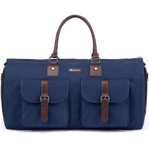imageModoker Garment Convertible Weekender BagCarry on Canvas Garment Duffle Bag Heavy Duty Overnight Bags for Men WomenClassic Blue