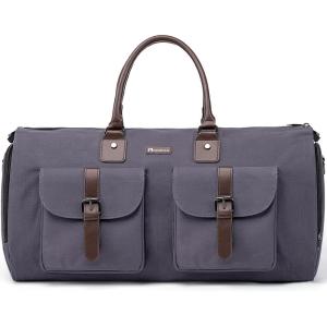 imageModoker Garment Convertible Weekender BagCarry on Canvas Garment Duffle Bag Heavy Duty Overnight Bags for Men WomenGrey
