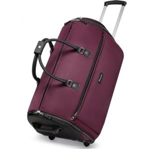 imageModoker Rolling Garment Bags Large Garment Duffle Bag with Wheels 3 in 1 Garment Suit Luggage Bag for Women Men Business Travel Weekender BlackRed