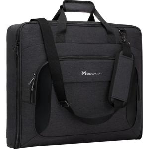 imageModoker Suit Luggage Garment Bag with Shoulder Strap Suit Carry on Bag Hanging Suitcase Garment Bags for Men Women Business TravelCharcoal Black