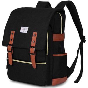 imageModoker Vintage Laptop Backpack for Women MenTravel Backpacks with USB Charging Port Fashion Backpack Fits 156Inch Notebook BlackBlack