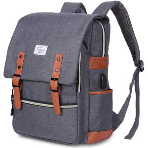 imageModoker Vintage Laptop Backpack for Women MenTravel Backpacks with USB Charging Port Fashion Backpack Fits 156Inch Notebook BlackGrey