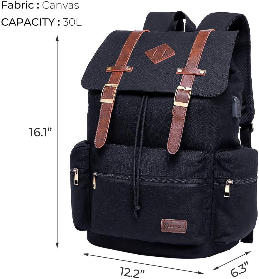 imageModoker Vintage Rucksack Backpack for Men Women 17 Inch Laptop Backpack  Travel or Work Bookbag Fits Computer ampamp Tablet Canvas Fashion Daypack with USB Charging Port in GreyBlack
