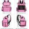 imageModoker Dog Travel Bag Backpack Airline Approved Pet Accessories Organizer for Dog and Cat with Shoulder Strap 2 Dog Food Storage Containers 2 Collapsible Dog Bowls1 Pet Mat GreyPink